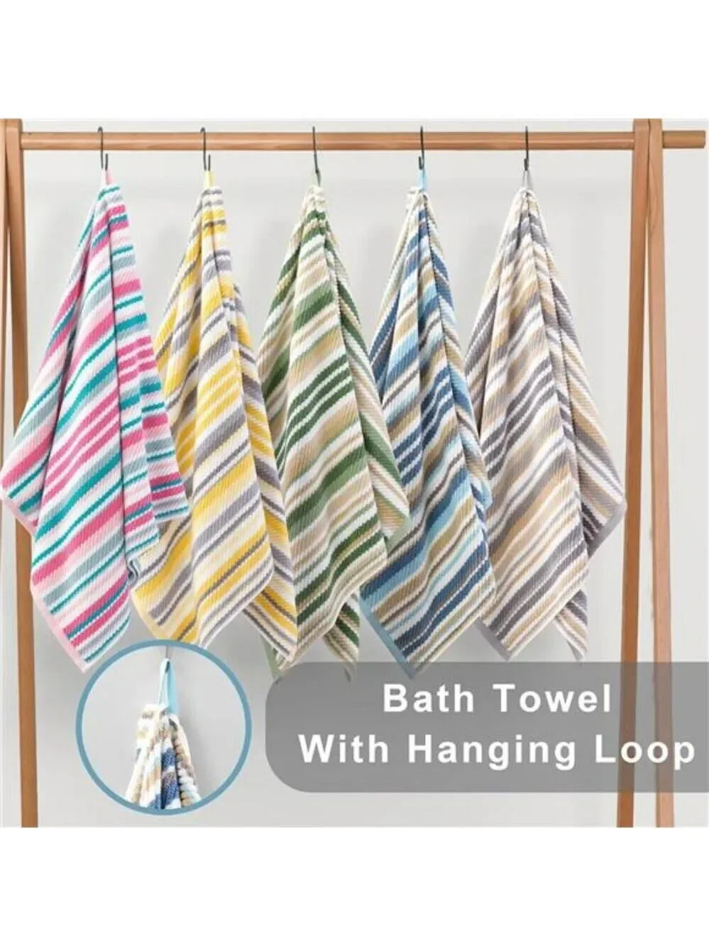 Luxury Green Hand Towels Set of 4 Soft Absorbent Cotton Striped Bathroom Towels
